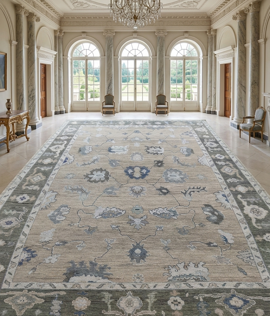 Hand-Knotted Olive & Grey Heirloom Rug