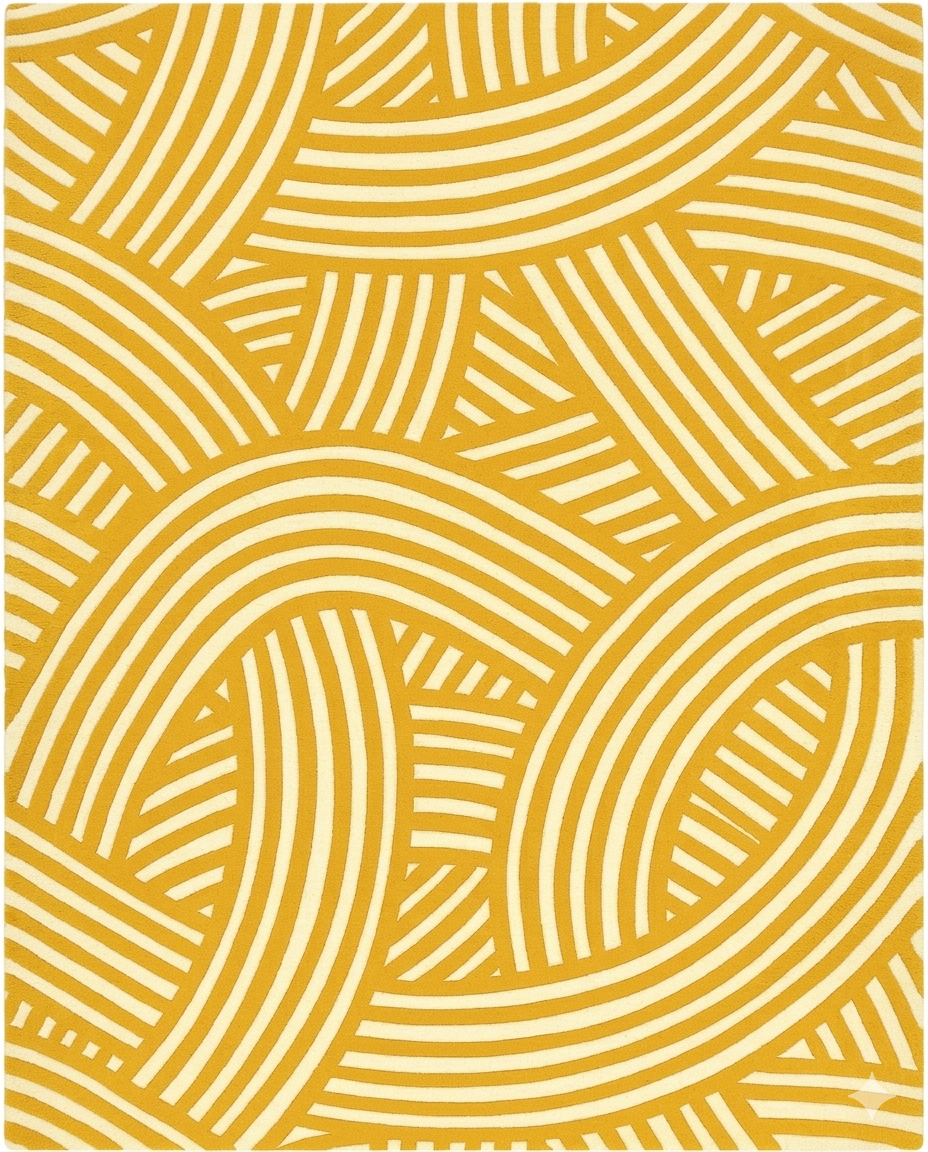Loom & Hearth | 100% Wool Arched Maze Hand-Tufted Rug (8'x10') – Mustard Gold