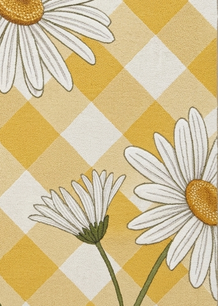 Golden Daisy Gingham" Artisan Hand-Tufted Wool Rug