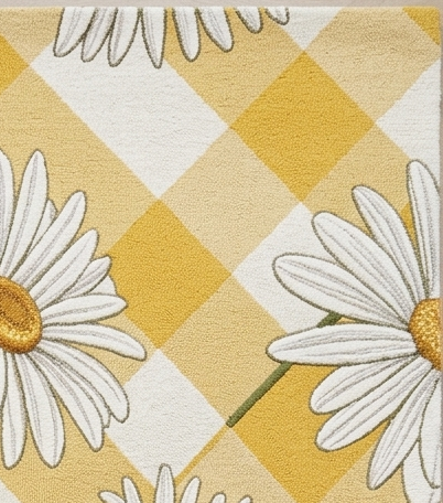 Golden Daisy Gingham" Artisan Hand-Tufted Wool Rug