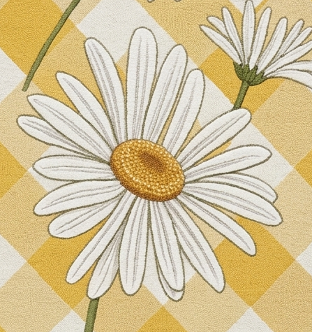 Golden Daisy Gingham" Artisan Hand-Tufted Wool Rug