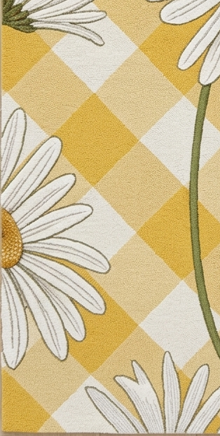 Golden Daisy Gingham" Artisan Hand-Tufted Wool Rug