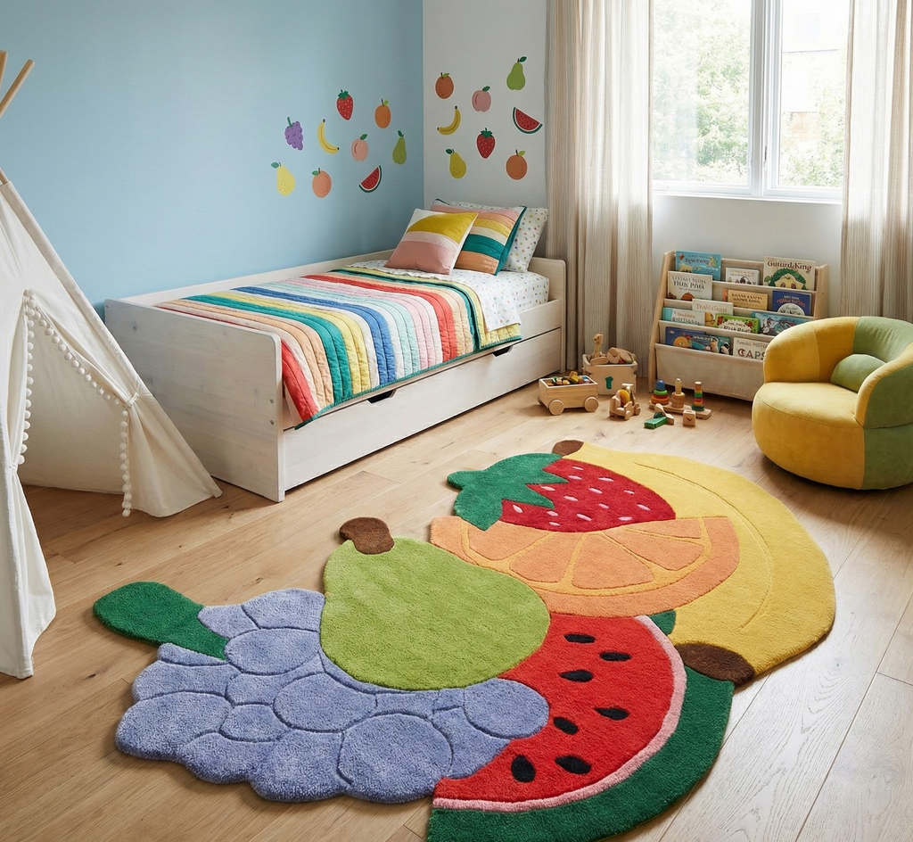 Hand-Tufted Fruit Rug - Colorful Fruit-Shaped Wool Rug | Playful Kids & Home Decor Rug by Rug Regalia