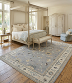 Luxury Hand-Knotted Silver Grey & Ivory Rug
