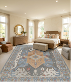 Blue Oushak Rug 8x10 – Hand Knotted Wool Turkish Vintage Area Rug