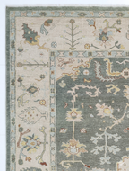 Blue Ivory Oushak Style Rug, Hand Knotted Wool Area Rug, Vintage Turkish Inspired Carpet, Living Room Rug 8x10, Custom Size Available