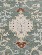 Blue Ivory Oushak Style Rug, Hand Knotted Wool Area Rug, Vintage Turkish Inspired Carpet, Living Room Rug 8x10, Custom Size Available