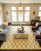 Rug Regalia Hand Tufted Wool Rug | Chevron Geometric Pattern | Modern Contemporary Design | 8x10 Ft | Yellow & White