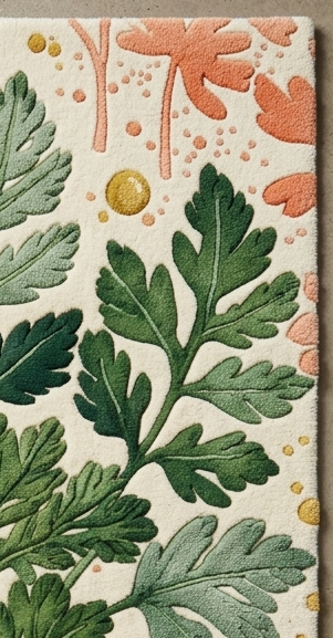 Artisanal Hand-Tufted Botanical Rug: A Plush Herb Garden Underfoot