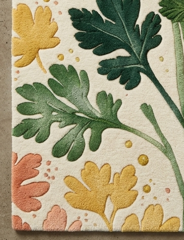 Artisanal Hand-Tufted Botanical Rug: A Plush Herb Garden Underfoot