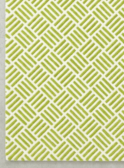 Rug Regalia Hand Tufted Wool Geometric Lattice Pattern Rug, Modern Linear Design, 8x10 ft, Green & Ivory