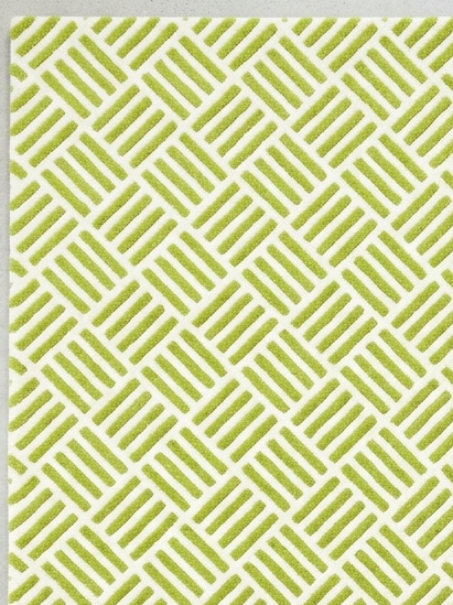 Rug Regalia Hand Tufted Wool Geometric Lattice Pattern Rug, Modern Linear Design, 8x10 ft, Green & Ivory