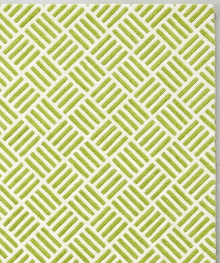 Rug Regalia Hand Tufted Wool Geometric Lattice Pattern Rug, Modern Linear Design, 8x10 ft, Green & Ivory