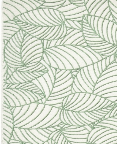 Rug Regalia Hand Tufted Wool Botanical Leaf Pattern Rug, Modern Nature Design, 8x10 ft, Green & Ivory