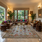Hand-Knotted Oushak Wool Rug - Soft Blue Base with Multicolor Accents | Luxury Handmade Turkish Carpet by Rug Regalia