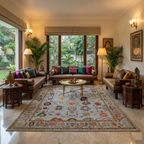 Hand-Knotted Oushak Wool Rug - Soft Blue Base with Multicolor Accents | Luxury Handmade Turkish Carpet by Rug Regalia