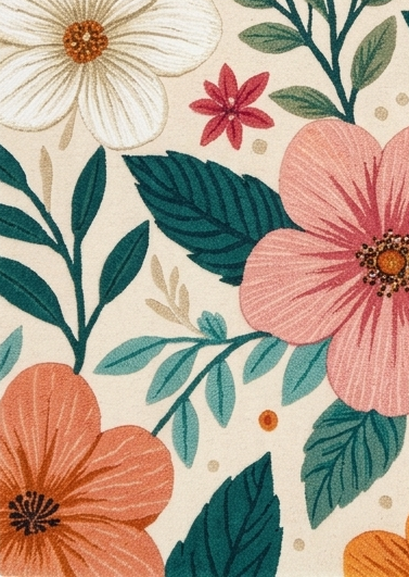Elegant Hand Tufted Floral Rug – Soft Pastel Botanical Design | Modern Decorative Area Rug for Living Room & Bedroom