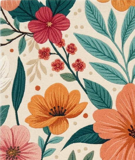 Elegant Hand Tufted Floral Rug – Soft Pastel Botanical Design | Modern Decorative Area Rug for Living Room & Bedroom