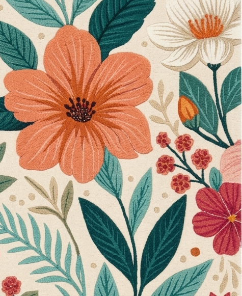 Elegant Hand Tufted Floral Rug – Soft Pastel Botanical Design | Modern Decorative Area Rug for Living Room & Bedroom