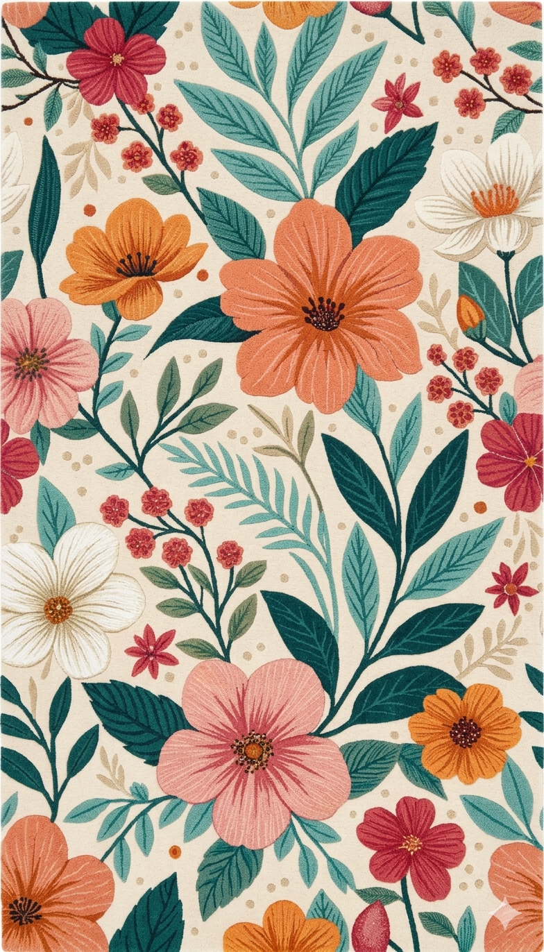 Elegant Hand Tufted Floral Rug – Soft Pastel Botanical Design | Modern Decorative Area Rug for Living Room & Bedroom