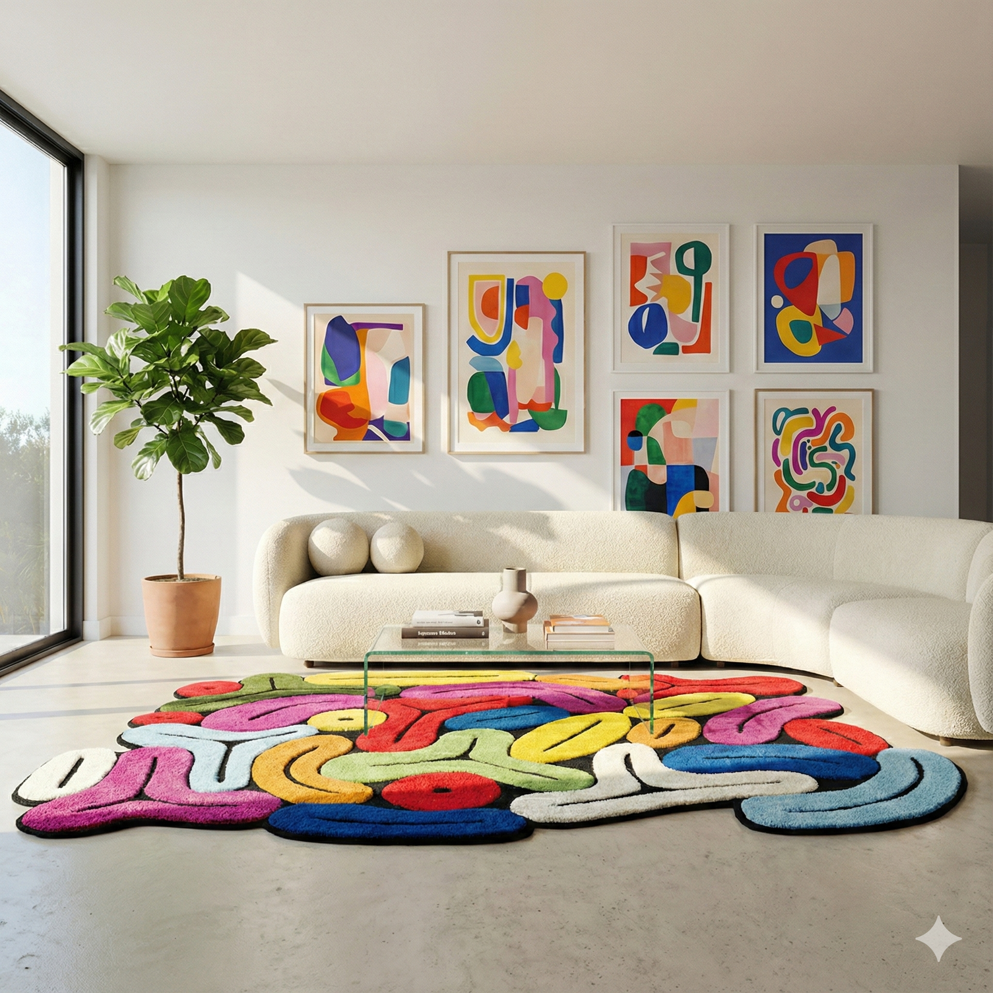 Chromatic Flow Hand-Tufted Wool Rug – Abstract Pop Art Design