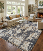 Vintage Distressed Turkish Style Wool Carpet, Beige Ivory Charcoal Black Antique Look Area Rug for Living Room, Bedroom hand knotted rug