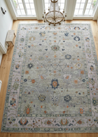 Hand-Knotted Light Grey & Silver Artisan Rug 9x12 feet