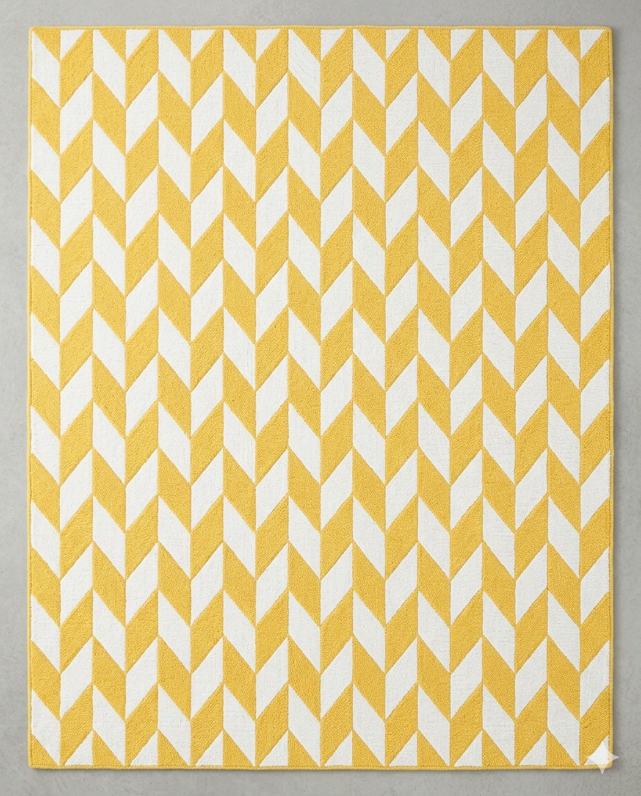 Rug Regalia Hand Tufted Wool Rug | Chevron Geometric Pattern | Modern Contemporary Design | 8x10 Ft | Yellow & White