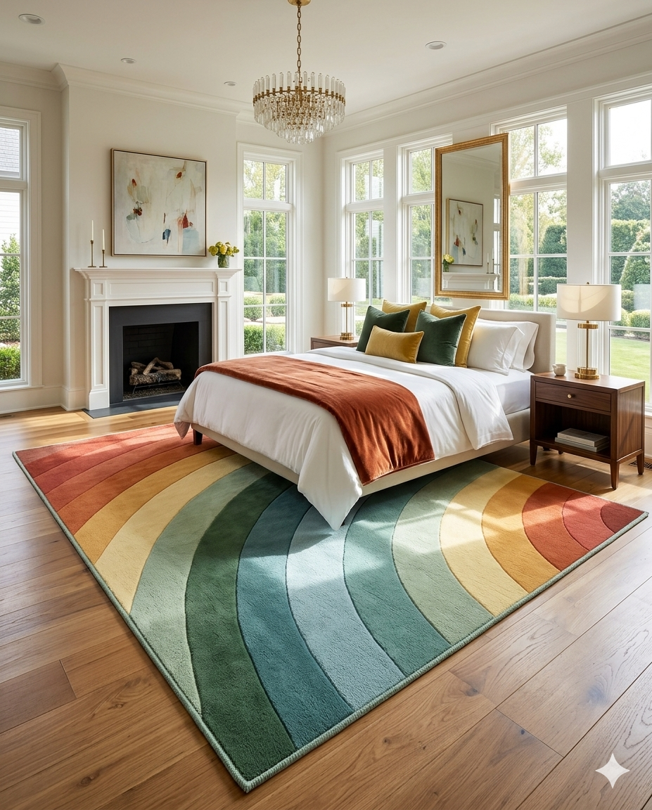 RugsRegalia | 100% New Zealand Wool Retro Arches Hand-Tufted Rug (8'x10') – Multi-Color Earth Tones