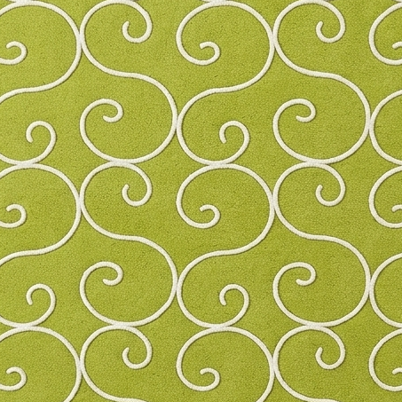 Rug Regalia Hand Tufted Wool Rug | Scroll Vine Pattern | Modern Decorative Design | 8x10 Ft | Lime Green & White