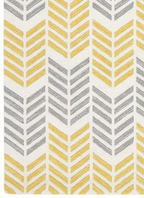 Rug Regalia Hand Tufted Wool Rug | Chevron Herringbone Pattern | Modern Geometric Design | 8x10 Ft | Yellow & Grey on Ivory