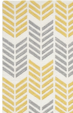 Rug Regalia Hand Tufted Wool Rug | Chevron Herringbone Pattern | Modern Geometric Design | 8x10 Ft | Yellow & Grey on Ivory