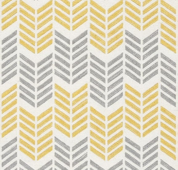 Rug Regalia Hand Tufted Wool Rug | Chevron Herringbone Pattern | Modern Geometric Design | 8x10 Ft | Yellow & Grey on Ivory