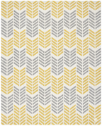 Rug Regalia Hand Tufted Wool Rug | Chevron Herringbone Pattern | Modern Geometric Design | 8x10 Ft | Yellow & Grey on Ivory