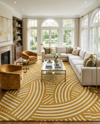 Loom & Hearth | 100% Wool Arched Maze Hand-Tufted Rug (8'x10') – Mustard Gold