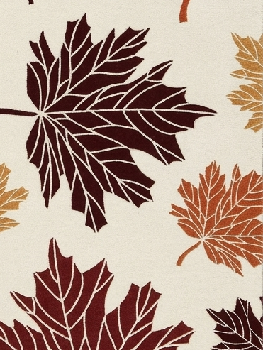 Autumn Leaves Hand Tufted Rug – Warm Fall Maple Leaf Design | Ivory Base Modern Nature-Inspired Area Rug