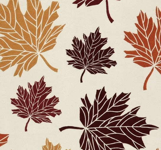 Autumn Leaves Hand Tufted Rug – Warm Fall Maple Leaf Design | Ivory Base Modern Nature-Inspired Area Rug