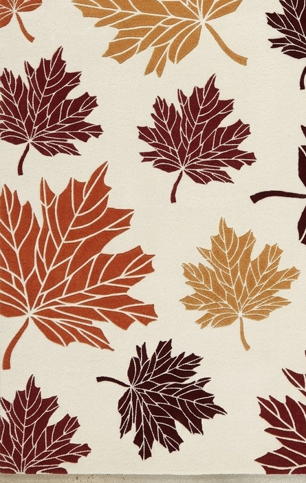 Autumn Leaves Hand Tufted Rug – Warm Fall Maple Leaf Design | Ivory Base Modern Nature-Inspired Area Rug