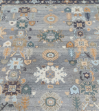Hand Knotted Wool Oushak Rug, Turkish Style Geometric Carpet (8x10)