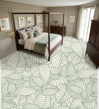 Rug Regalia Hand Tufted Wool Botanical Leaf Pattern Rug, Modern Nature Design, 8x10 ft, Green & Ivory