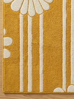 Retro Daisy Stripe" Premium Hand-Tufted Mustard Yellow Area Rug