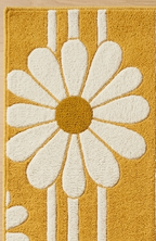 Retro Daisy Stripe" Premium Hand-Tufted Mustard Yellow Area Rug