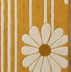 Retro Daisy Stripe" Premium Hand-Tufted Mustard Yellow Area Rug