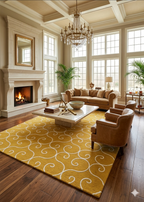 Loom & Hearth | 100% Wool Arched Maze Hand-Tufted Rug (8'x10') – Mustard Gold