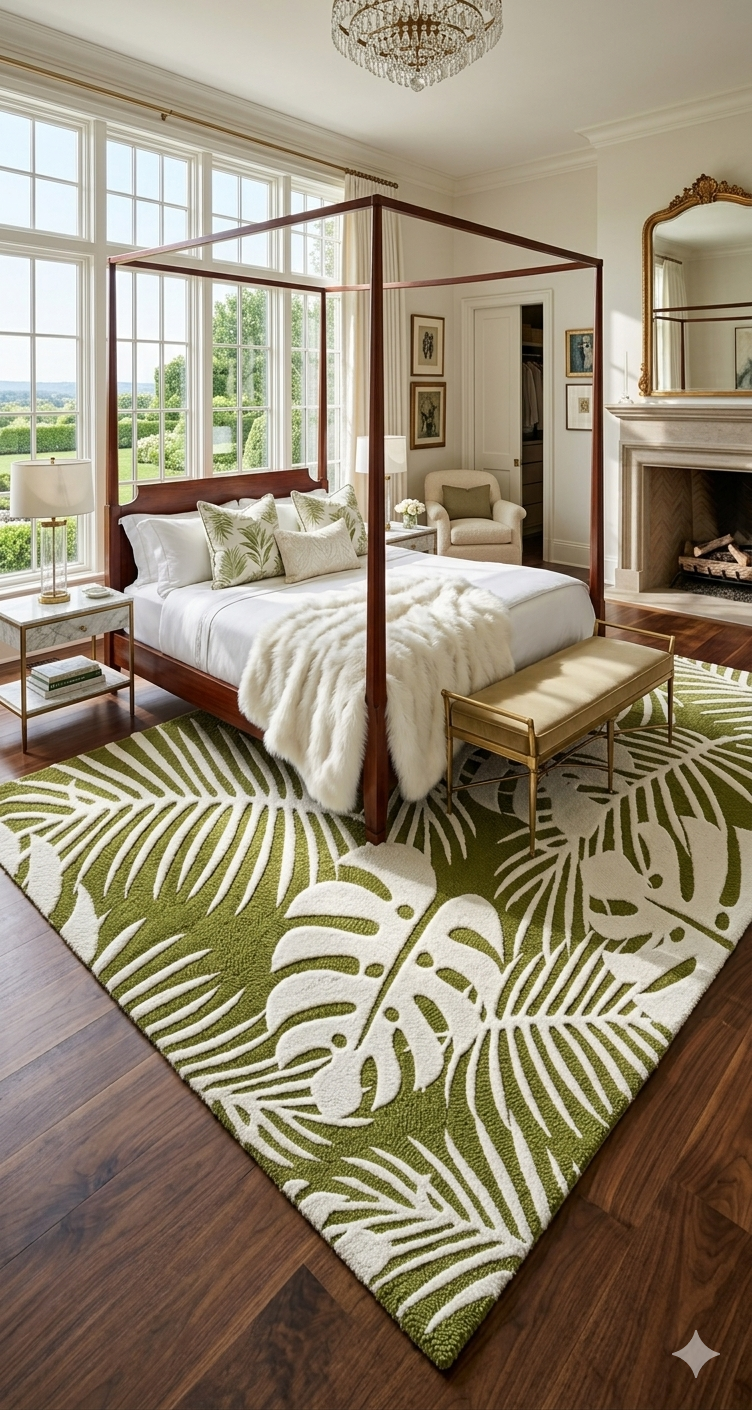 Verdant Isle | Wool & Viscose Tropical Palm Hand-Tufted Rug (8'x10') – Moss Green