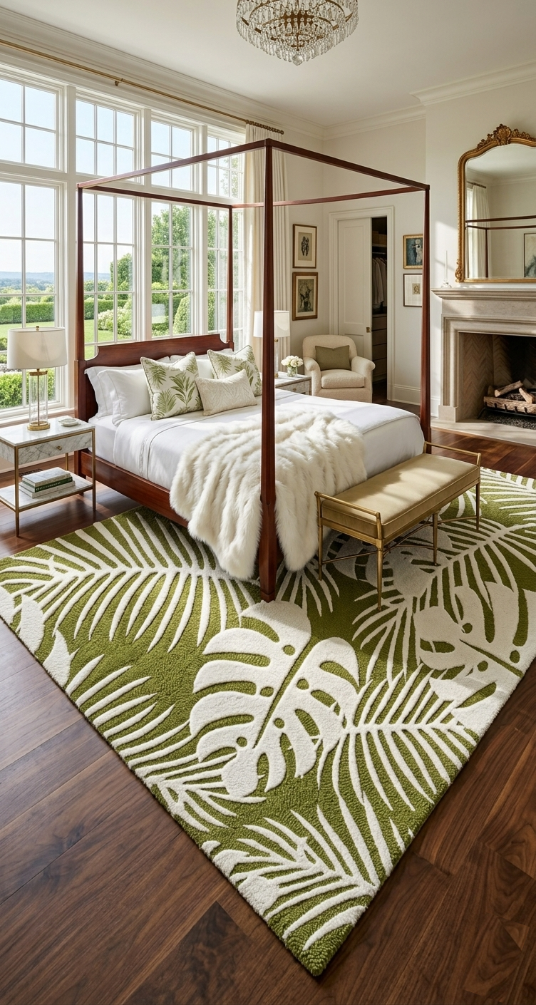 Verdant Isle | Wool & Viscose Tropical Palm Hand-Tufted Rug (8'x10') – Moss Green