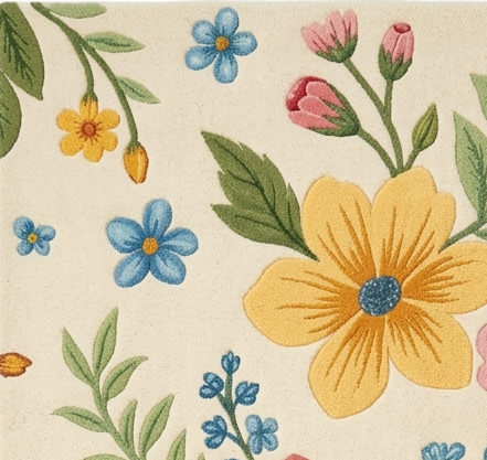 Elegant Hand Tufted Floral Rug – Soft Pastel Botanical Design | Modern Decorative Area Rug for Living Room & Bedroom