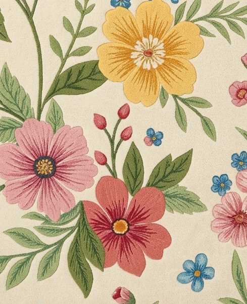 Elegant Hand Tufted Floral Rug – Soft Pastel Botanical Design | Modern Decorative Area Rug for Living Room & Bedroom