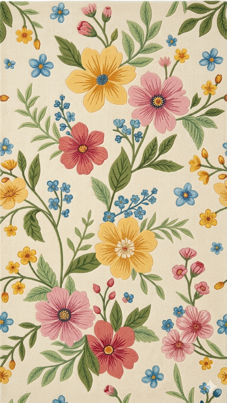 Elegant Hand Tufted Floral Rug – Soft Pastel Botanical Design | Modern Decorative Area Rug for Living Room & Bedroom