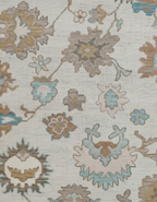 Ivory Oushak Rug – Hand Knotted Wool Rug, Vintage Turkish Floral Rug, Soft Pastel Area Rug, 8x10 Custom Rug